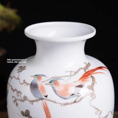 BÌNH VẼ TAY HỌA TIẾT CHIM – HOA TỬ ĐẰNG